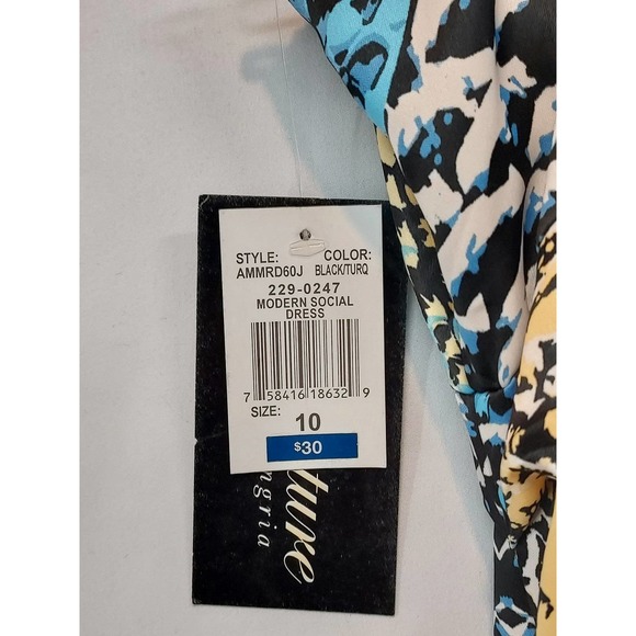 Signature by Sangria Black + Turquoise Modern Social Dress Size 10 NWT - Picture 6 of 7